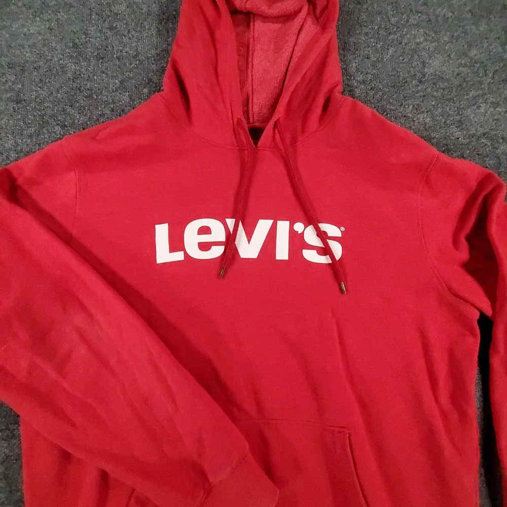 Levi's Hoodie Mens XL 3LGLK1268 Red Graphic Logo Pullover Sweatshirt